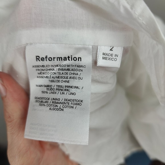 Reformation‎ Dress Womens 2 White Linen Halter Draped Mini Bodycon Preppy - Picture 11 of 13